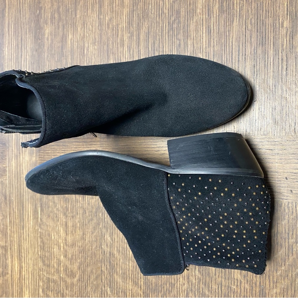 Steve Madden Black Suede Ankle Booties with Gold Studs